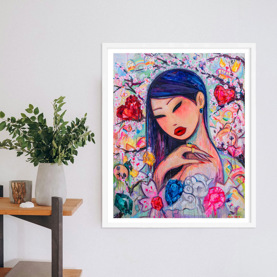 cherry blossom gaze - 18 x 23 inch edition – Moonlight Arts Collective