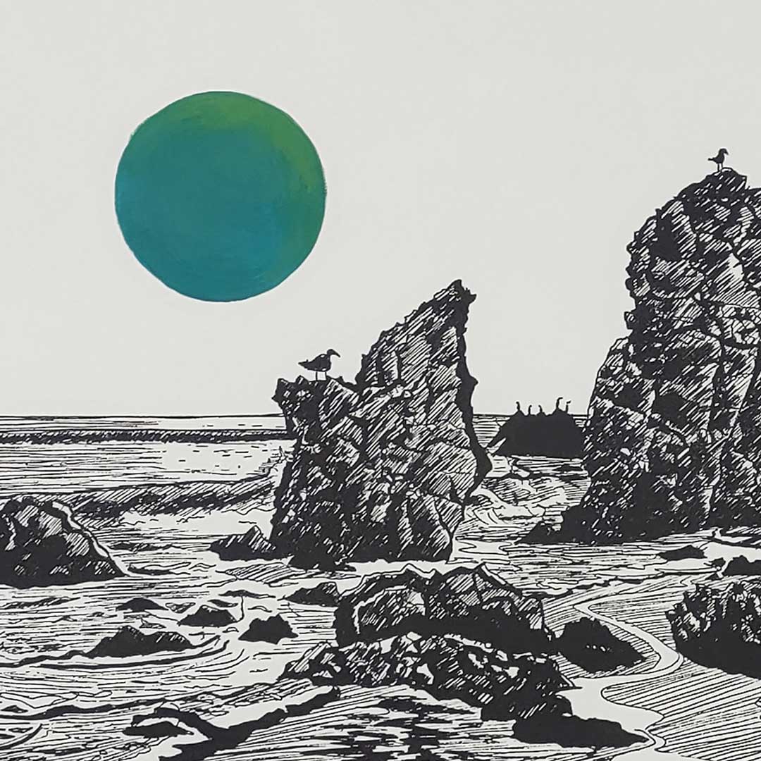 shoreline - blue/green hand-embellished variant editions