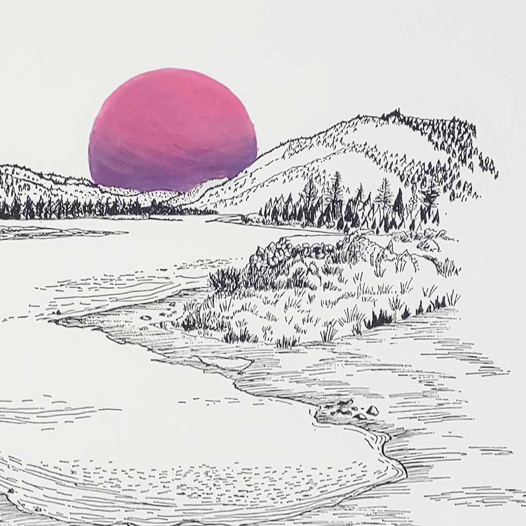 big bear lake - pink hand-embellished moon variant editions