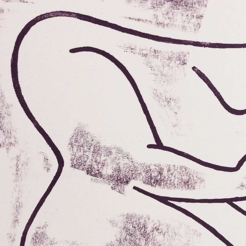 sifting self - purple on white - monoprint i