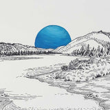 big bear lake - blue/green hand-embellished moon variant editions