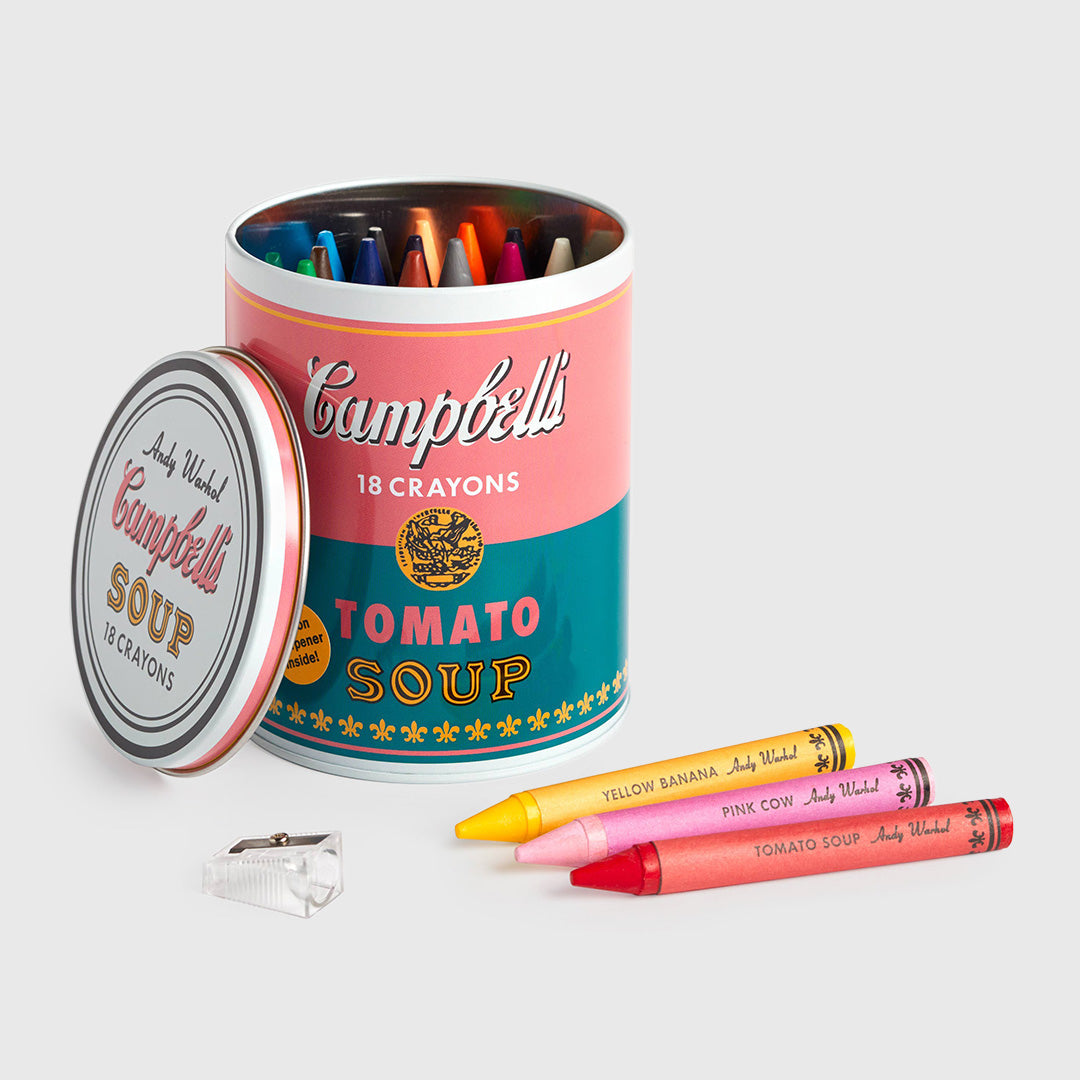 andy warhol soup can crayons + sharpener