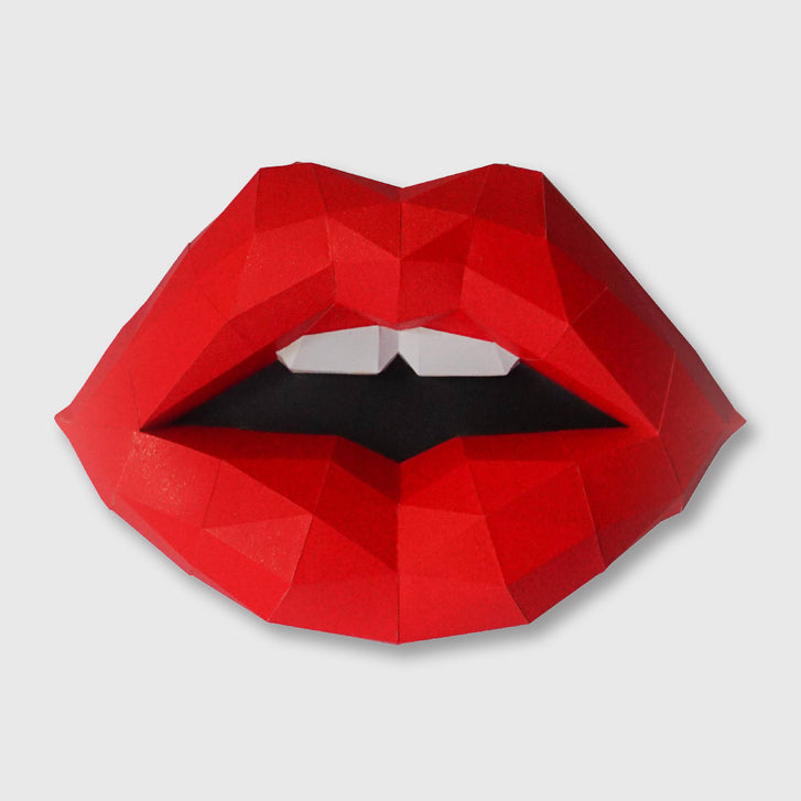 red lips - 3d papercraft origami wall art