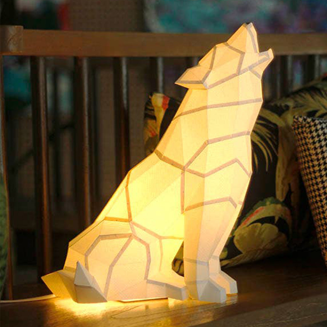 wolf lamp - 3d papercraft origami model