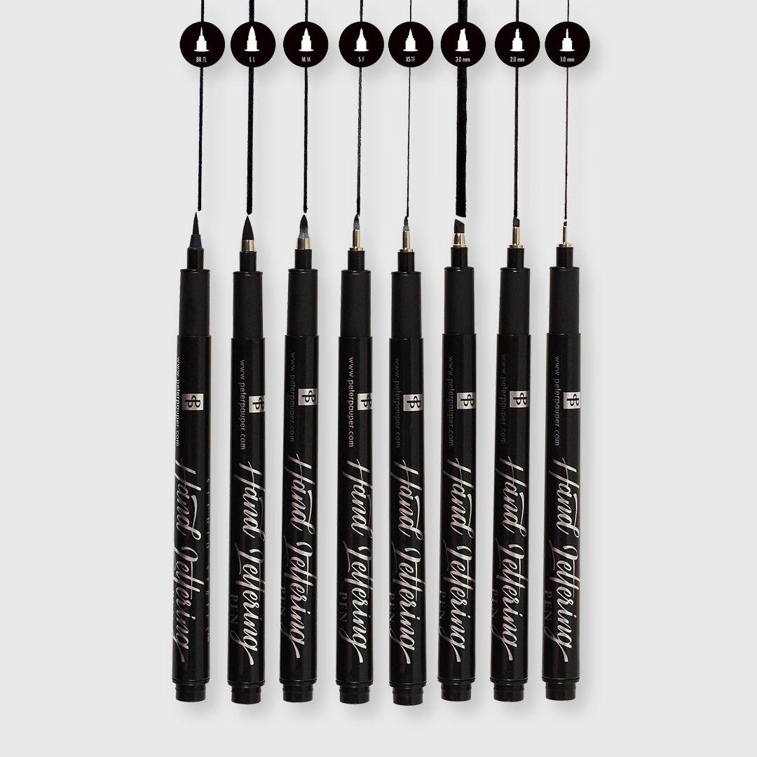 hand lettering pens - set of 8