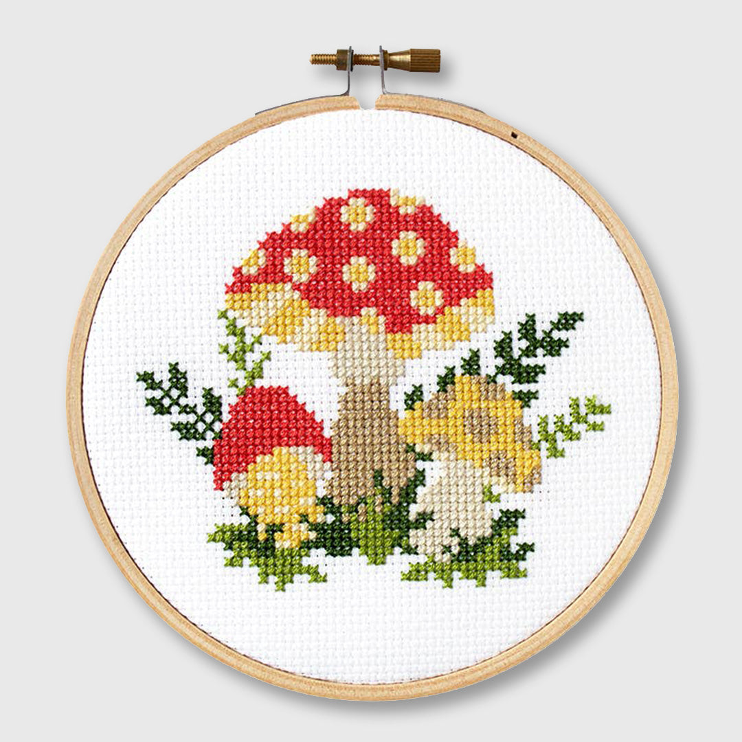 mushroom cross stitch kit