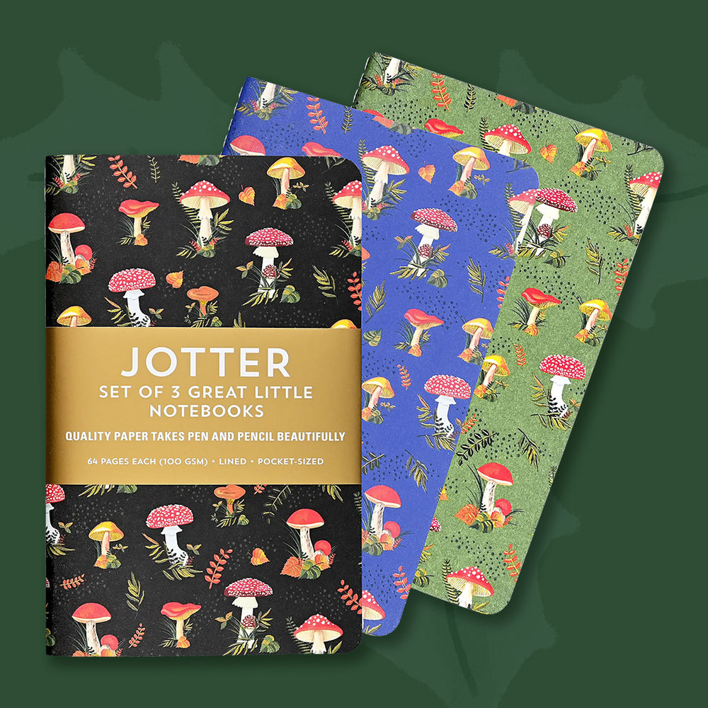 $5 - jotter mini notebook sets: mushrooms