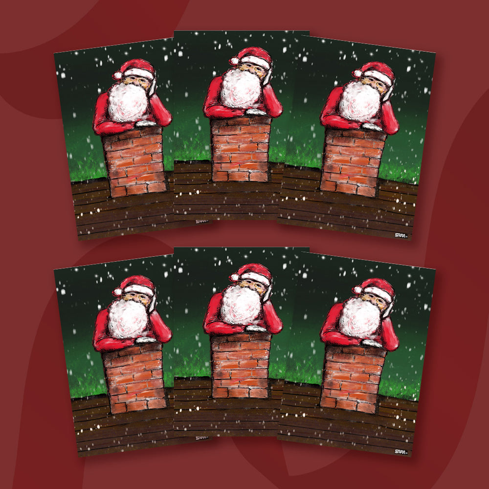 $10 - santa up late set of 6 - 5 x 7 inch christmas card