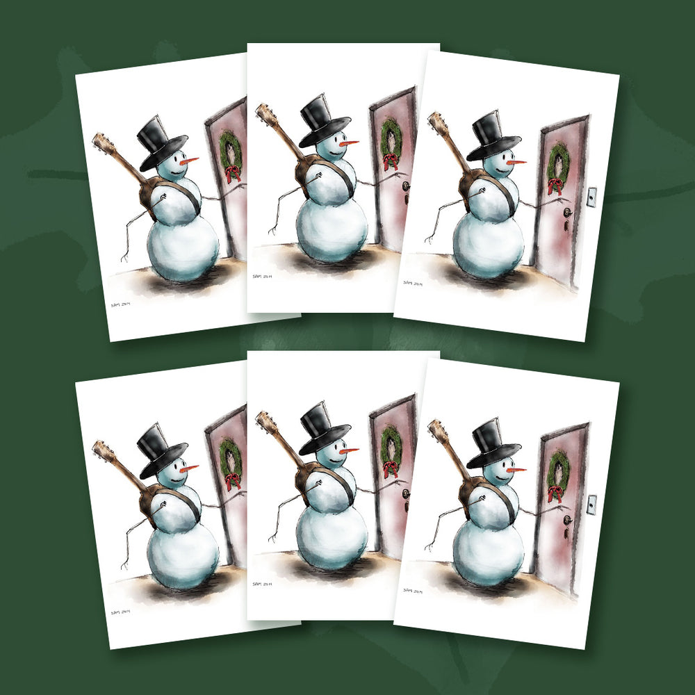$10 - snowman at the door set of 6 - 5 x 7 inch christmas card