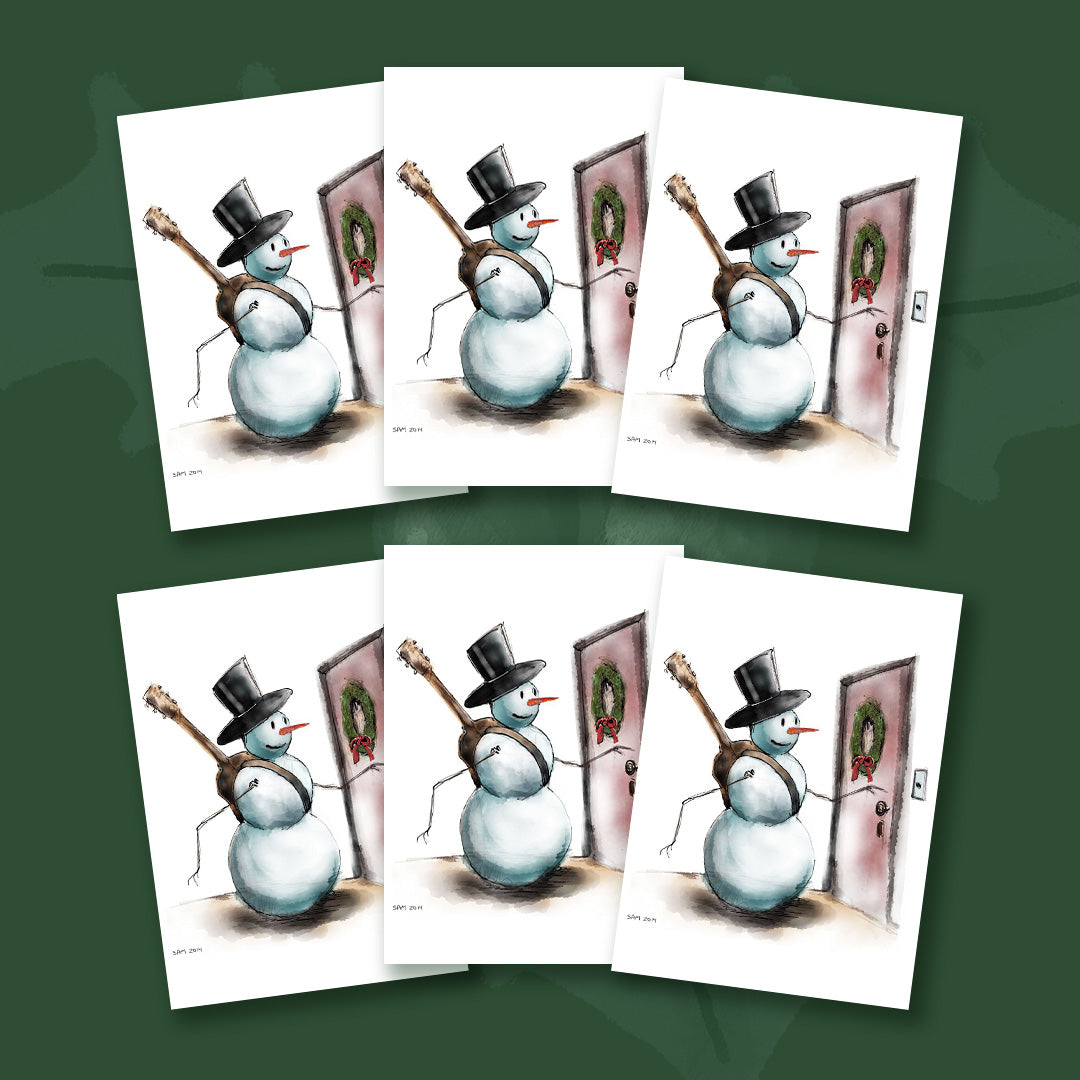 $10 - snowman at the door set of 6 - 5 x 7 inch christmas card
