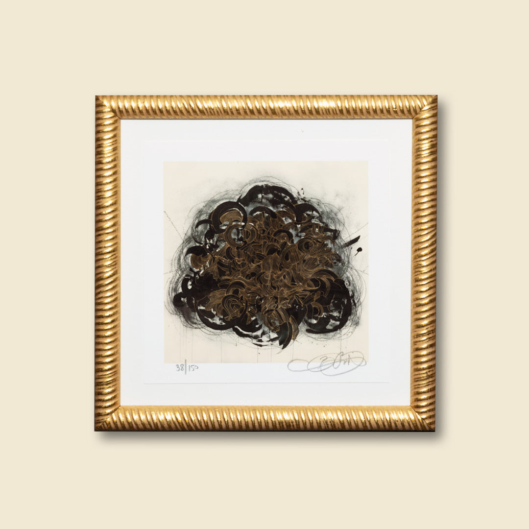 chaos in gold ii - 6 x 6 inch edition in stylized gold frame