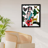 jaguar florals - 16 x 20 inch edition in simple black frame