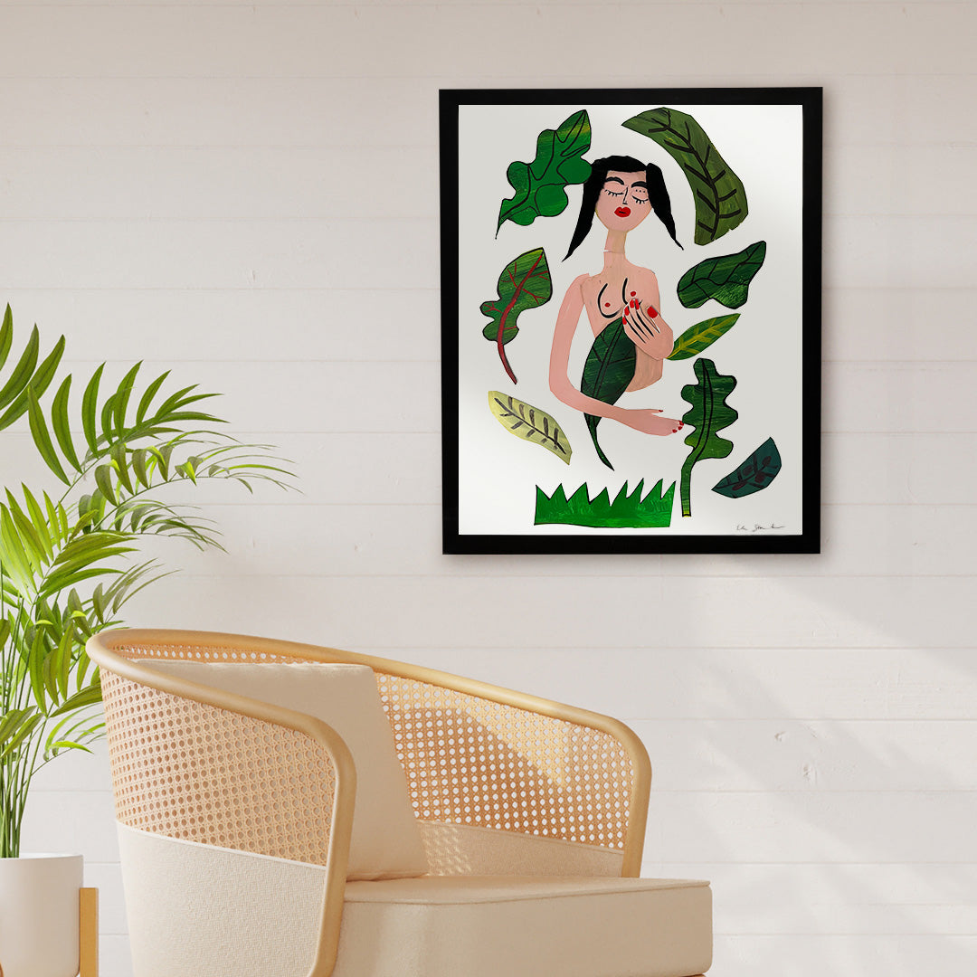 plant lady - 16 x 20 inch edition in simple black frame