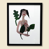 simple plant lady - 16 x 20 inch edition in simple black frame