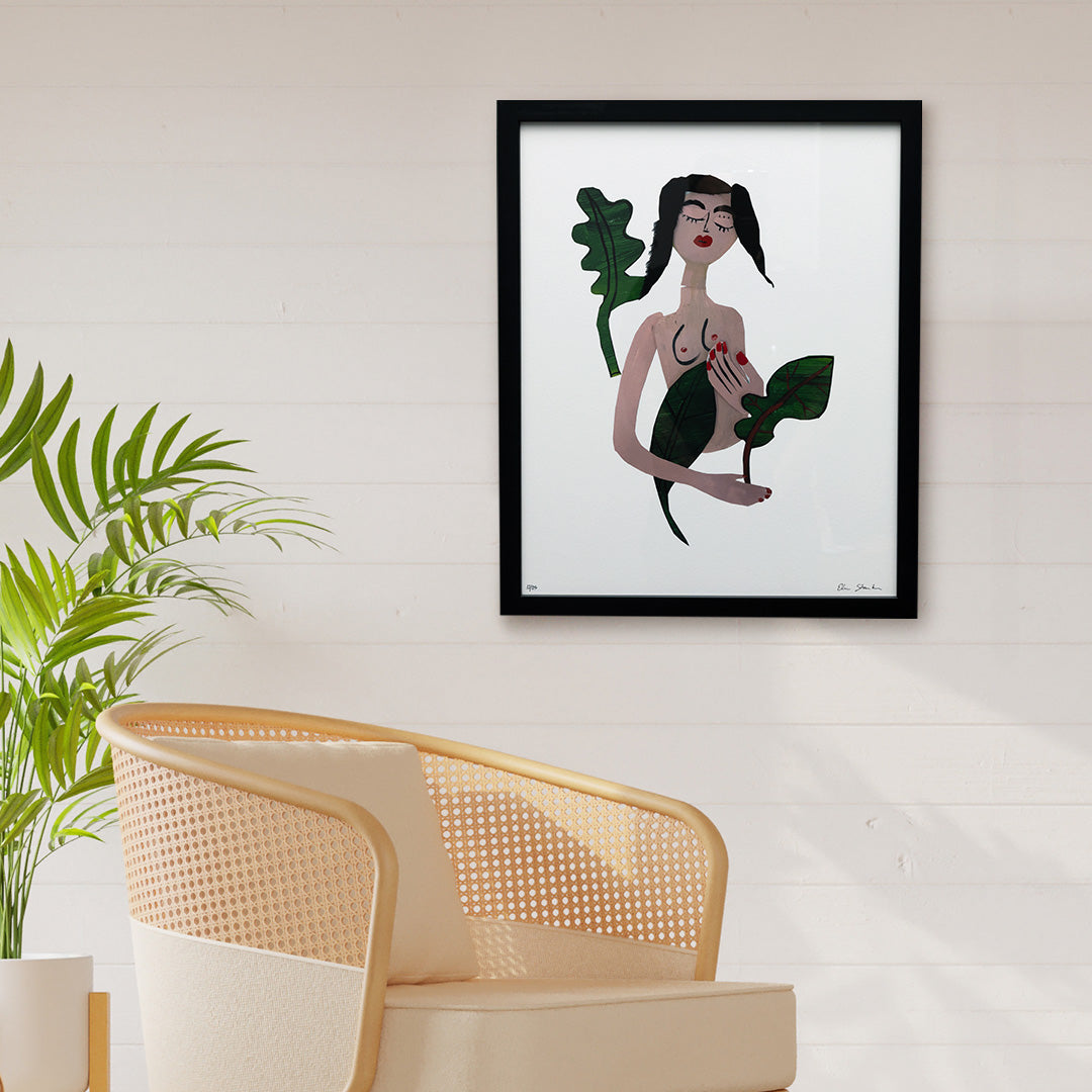 simple plant lady - 16 x 20 inch edition in simple black frame