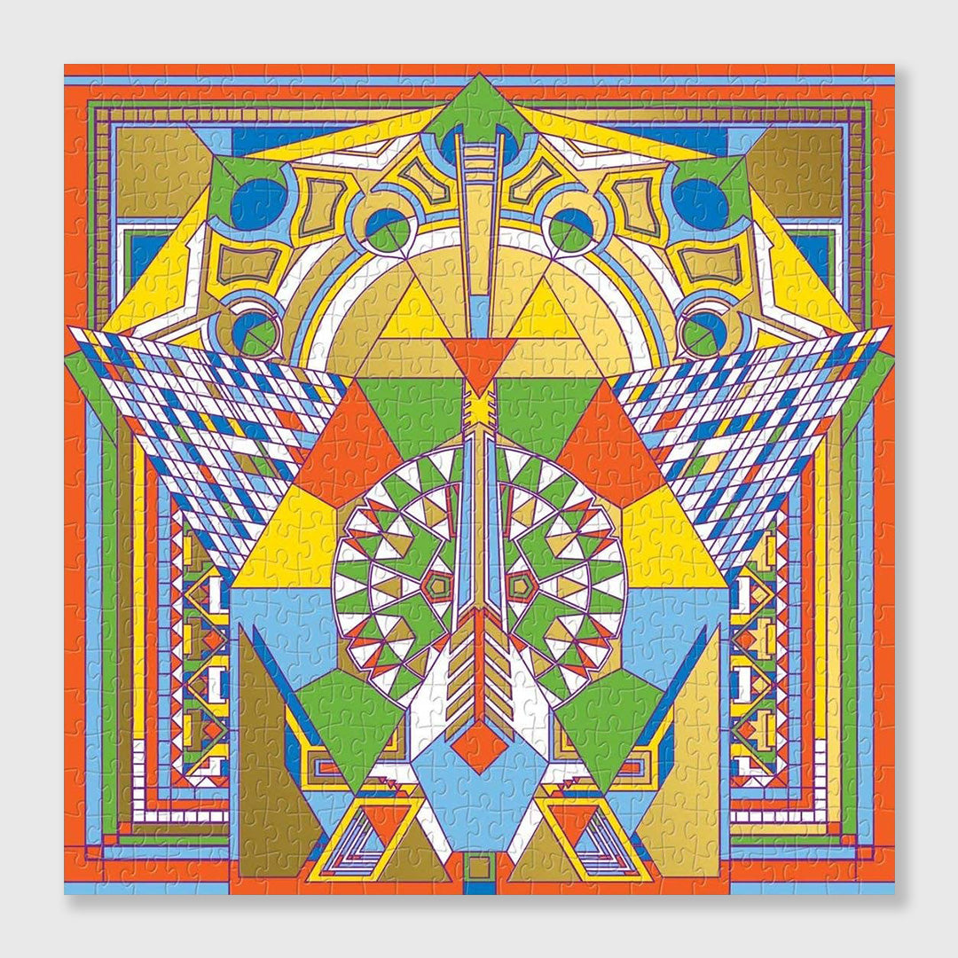 frank lloyd wright imperial hotel peacock rug - 500 piece foil jigsaw puzzle