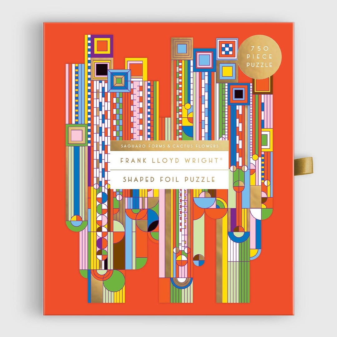 frank lloyd wright saguaro forms & cactus flowers - 750 piece shaped foil jigsaw puzzle