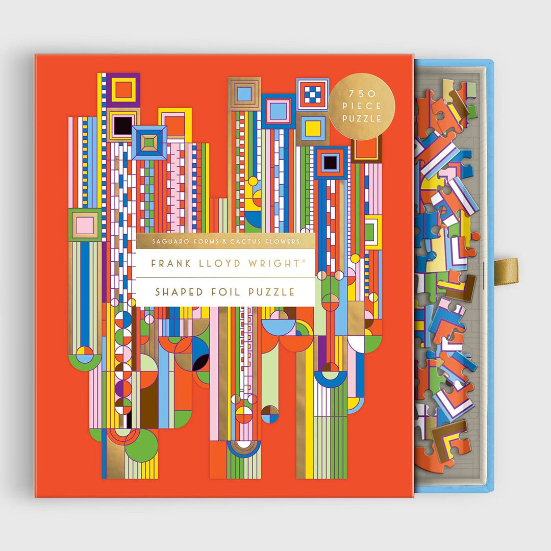 frank lloyd wright saguaro forms & cactus flowers - 750 piece shaped foil jigsaw puzzle