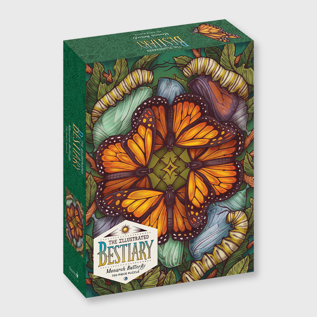 the illustrated bestiary: monarch butterfly - 750 piece jigsaw puzzle