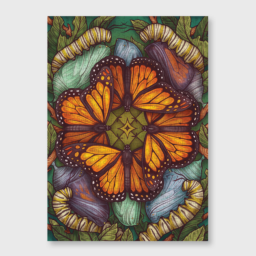 the illustrated bestiary: monarch butterfly - 750 piece jigsaw puzzle