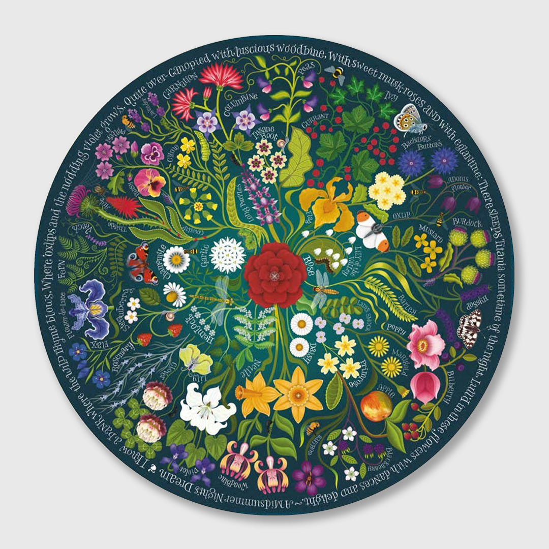shakespeare's flowers - 1,000 piece circular jigsaw puzzle