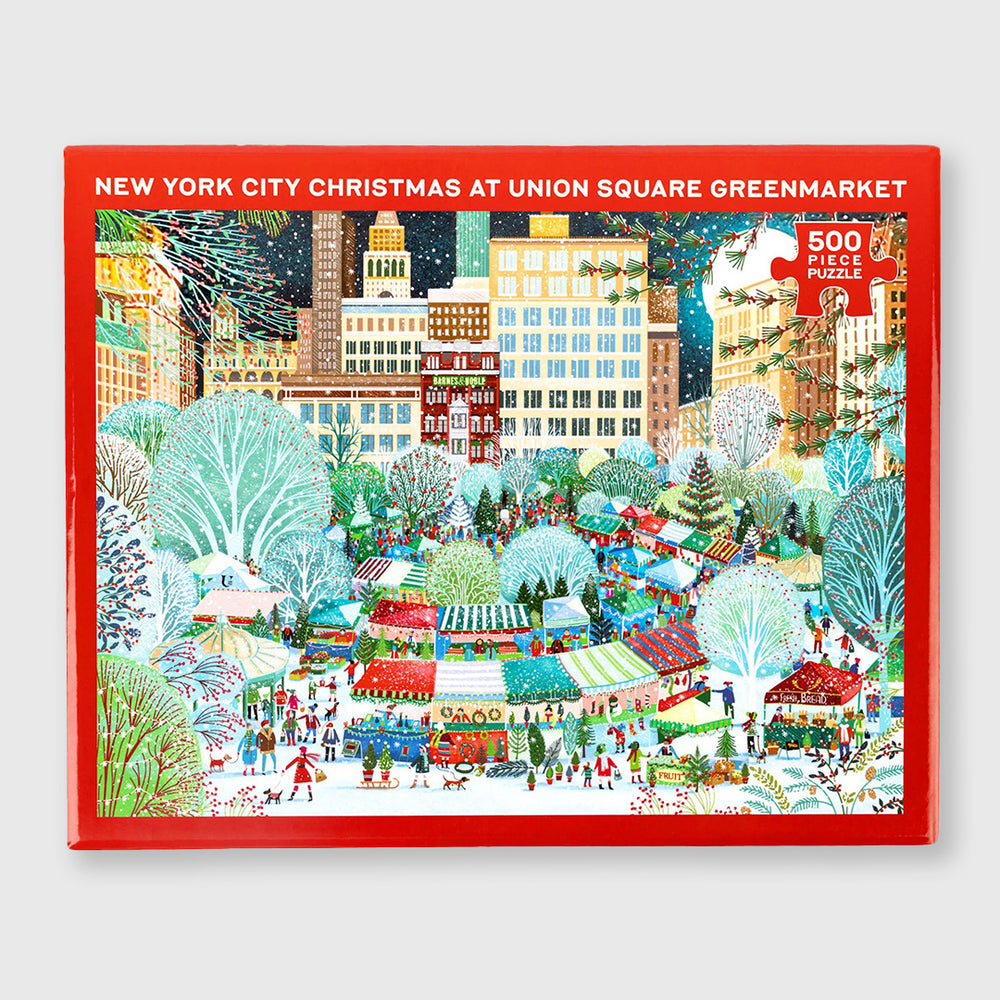 nyc christmas at union square greenmarket - 500 piece jigsaw puzzle