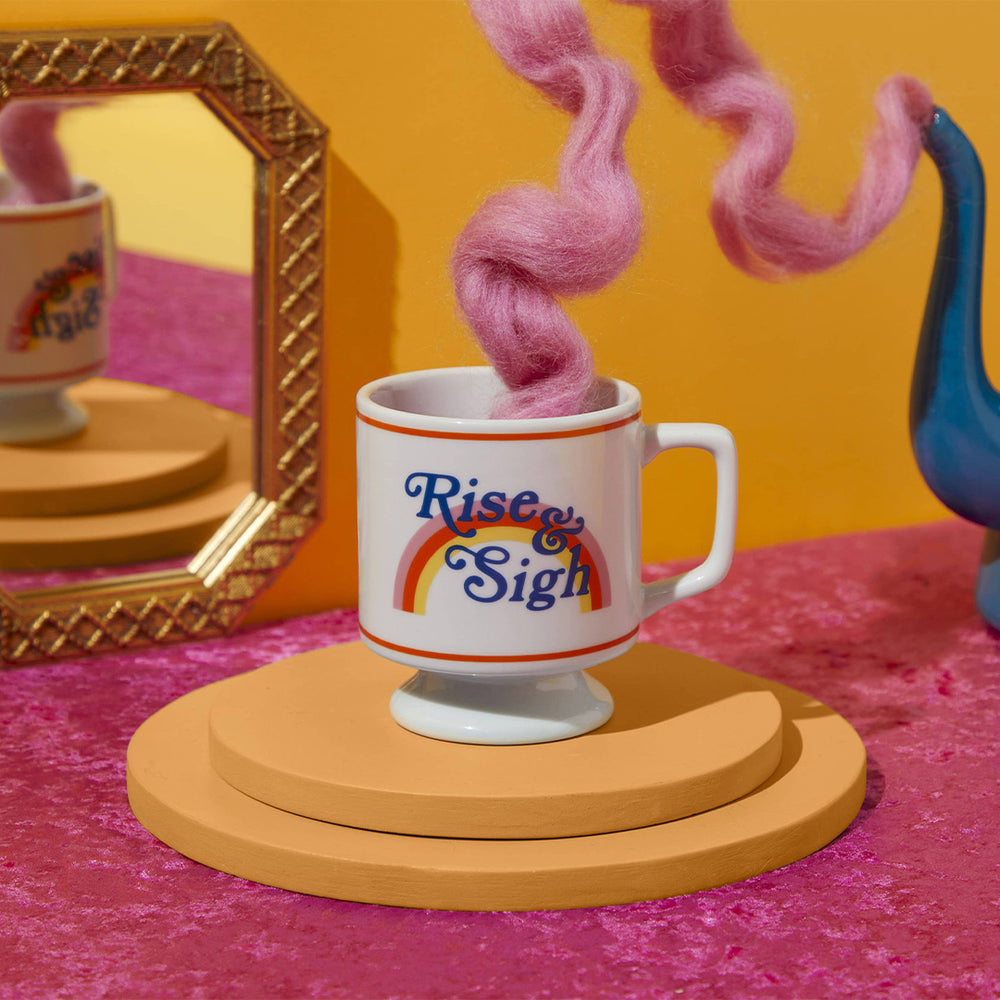 rise & sigh pedestal mug