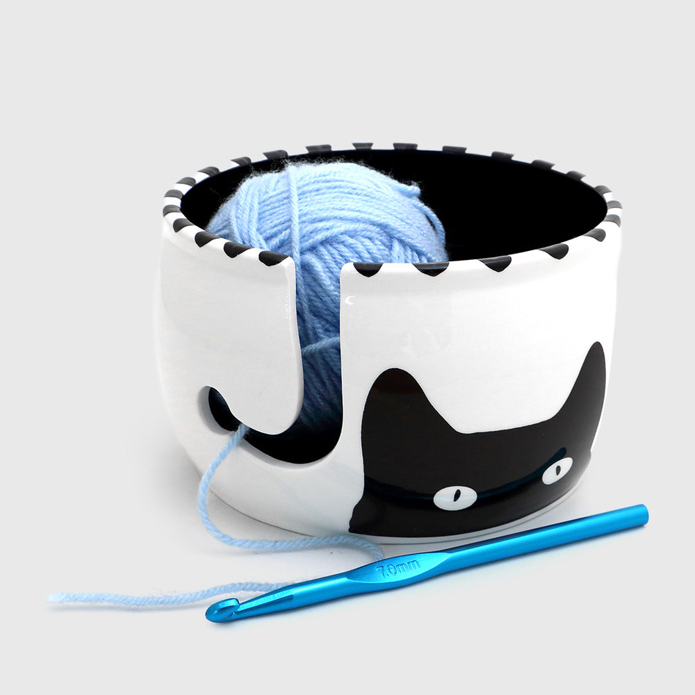 kitty ears cat ceramic yarn bowl