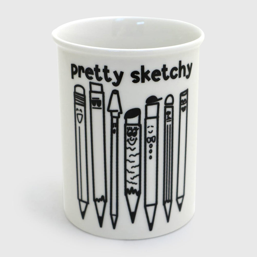 pretty sketchy pen and pencil cup