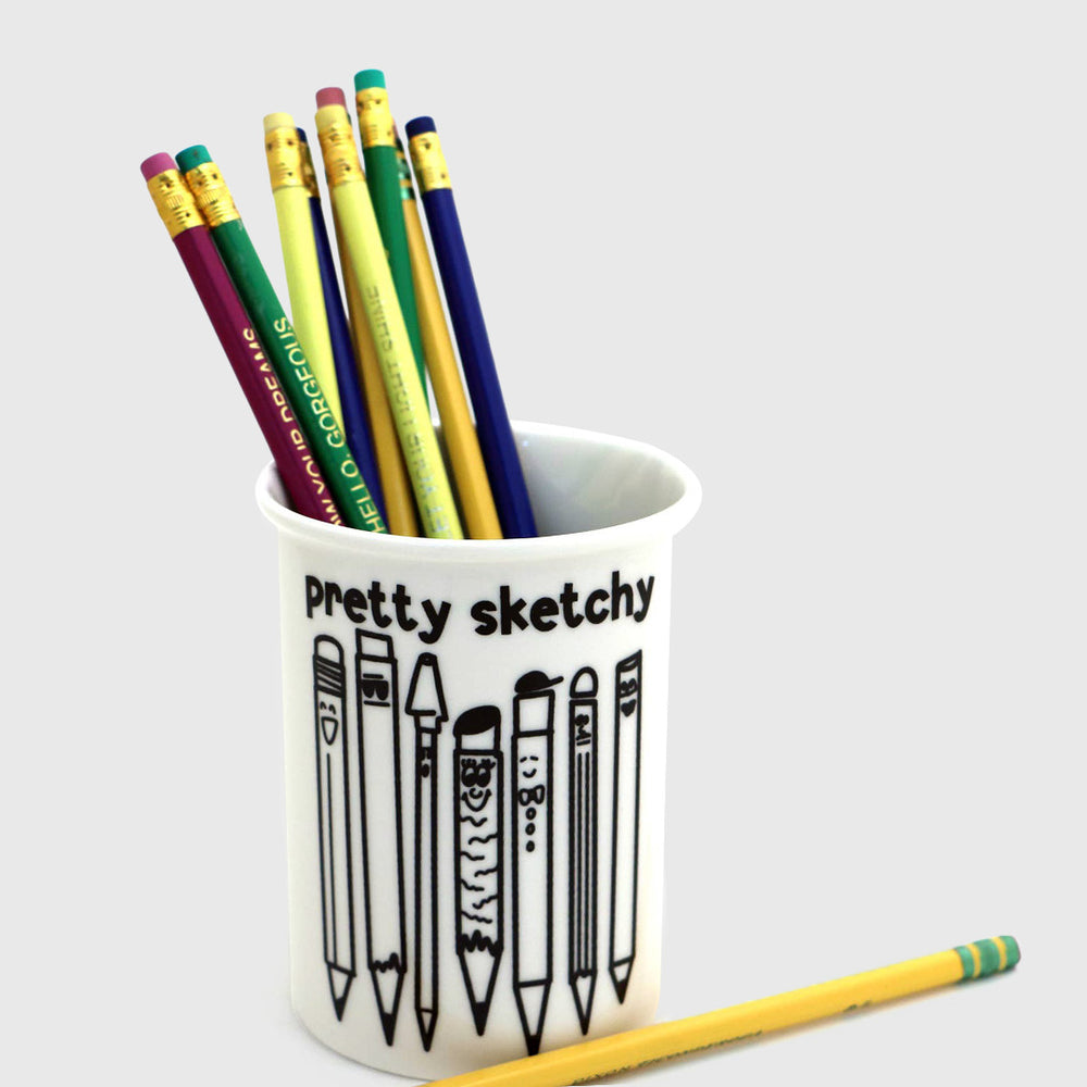 pretty sketchy pen and pencil cup