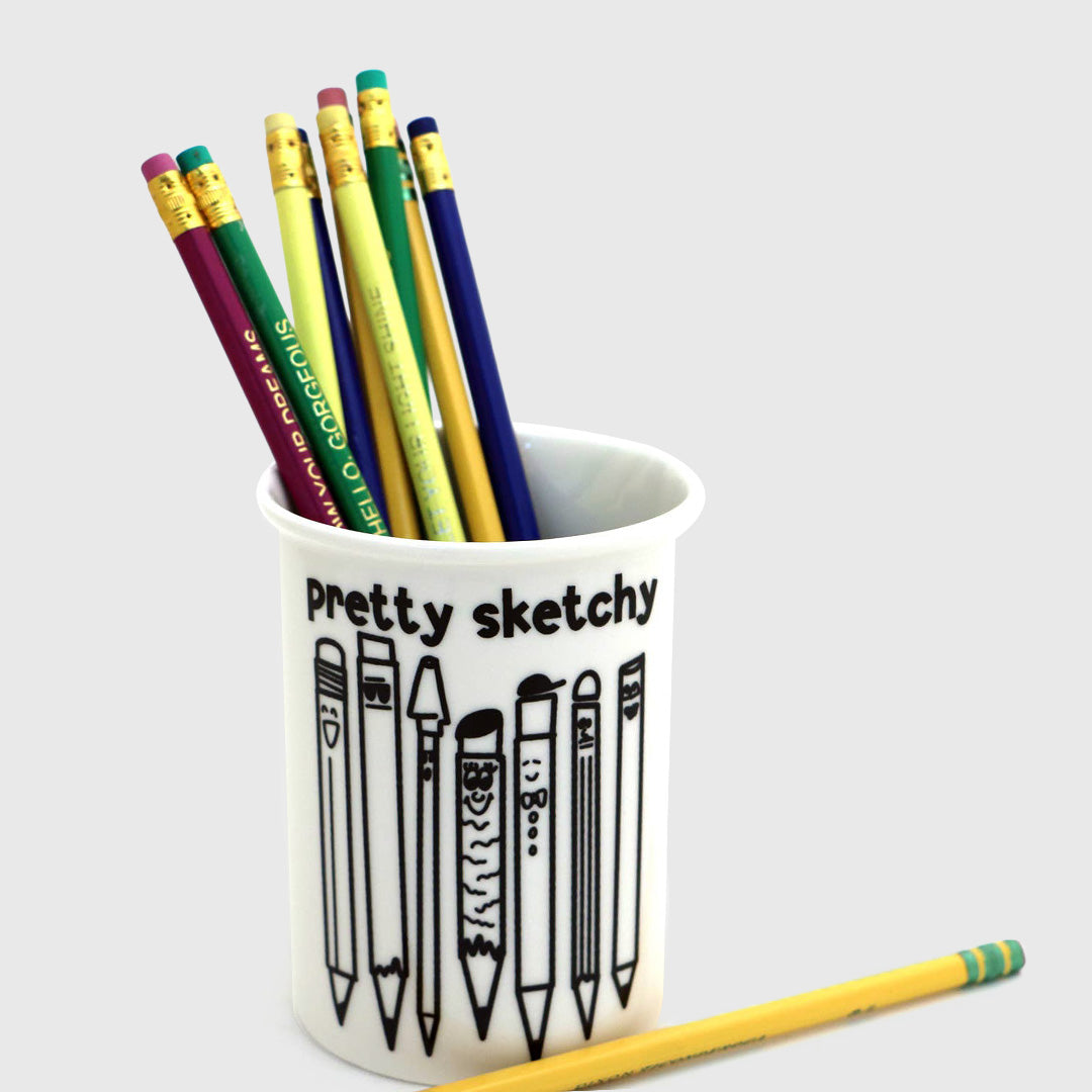 pretty sketchy pen and pencil cup