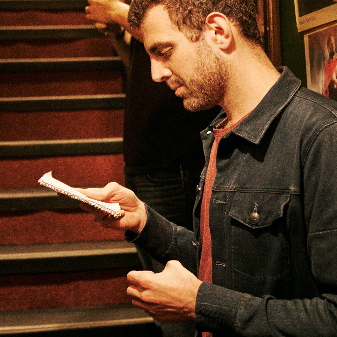 sam morril and mark normand waiting to go on at the comedy cellar, nyc - 15 x 20 inch edition