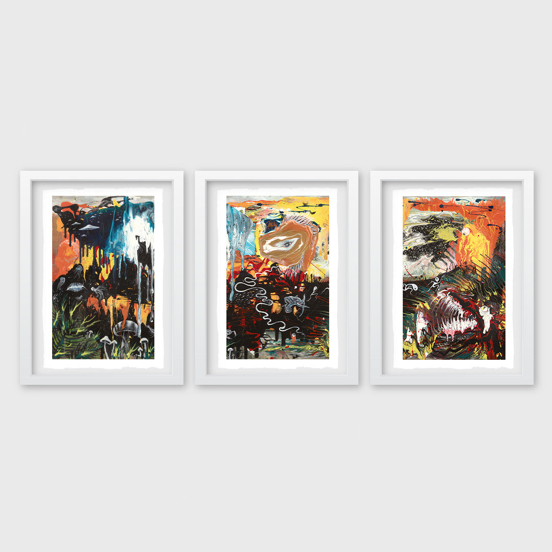 velocirapture - triptych set - 8 x 12 inch edition