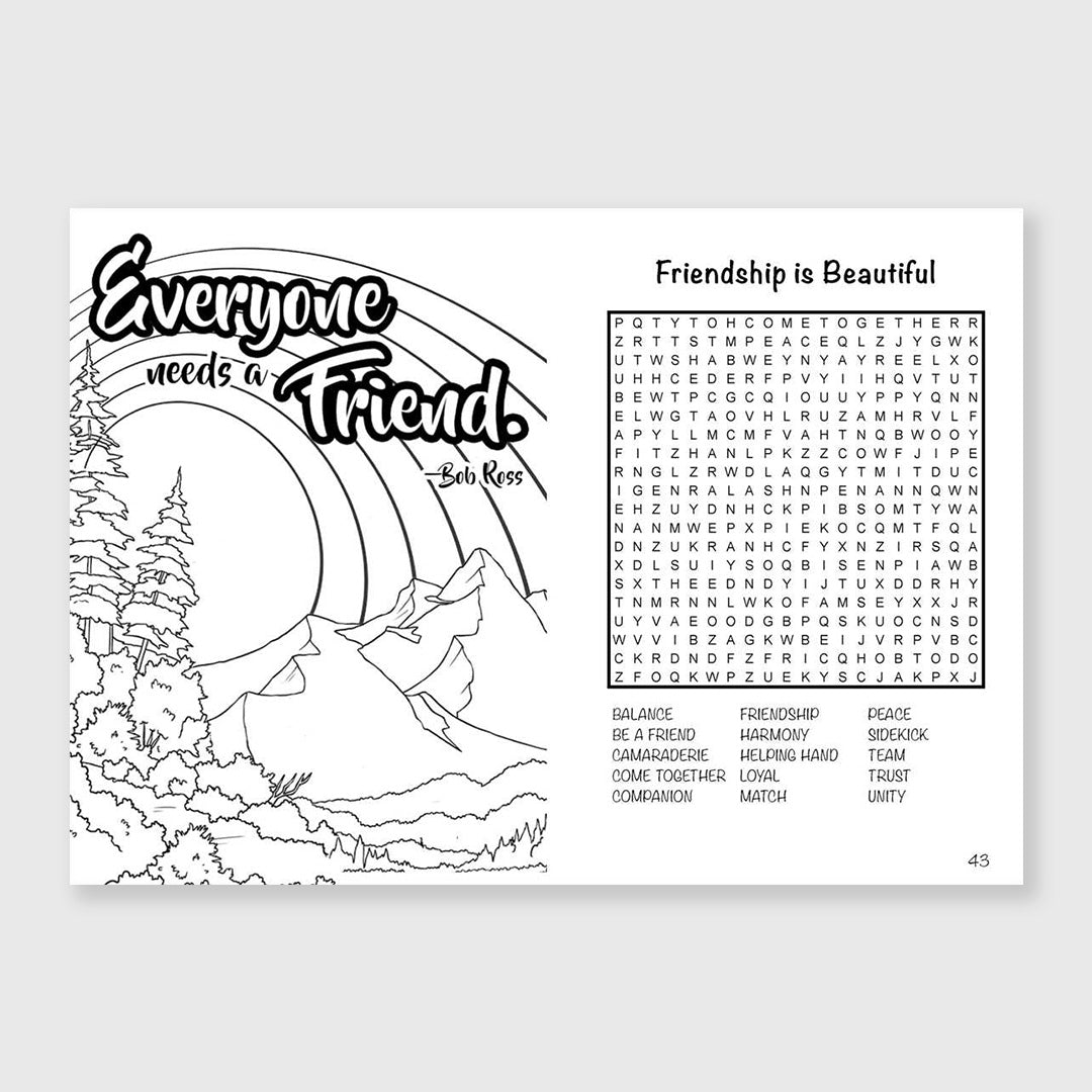 bob ross word search and coloring book