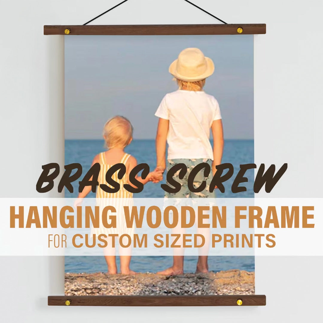 wooden frame with brass screws - teak