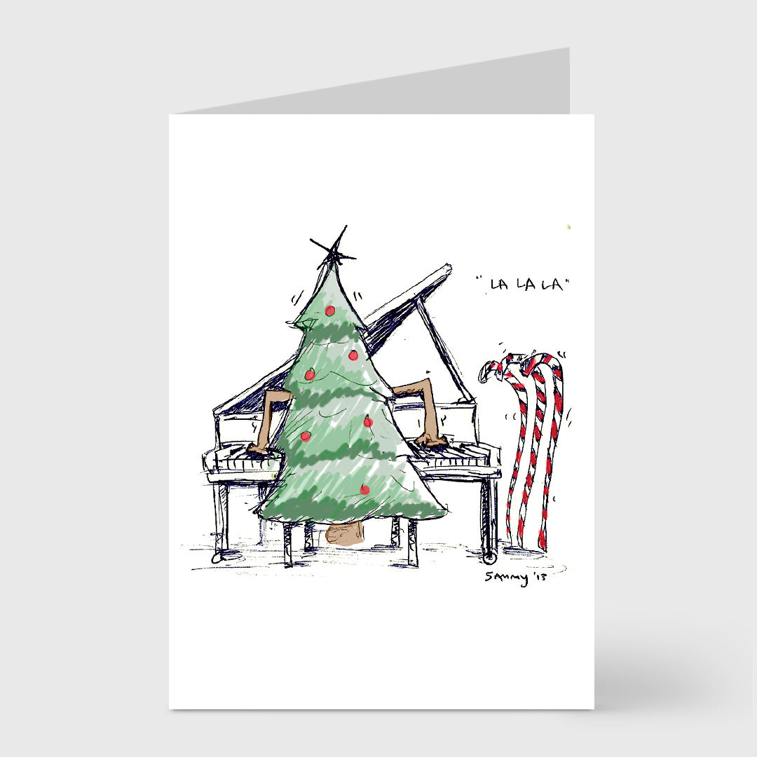 tree playing piano - 5 x 7 inch christmas card