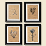 love letters collection (set of 4) - limited edition print in stylized black frame