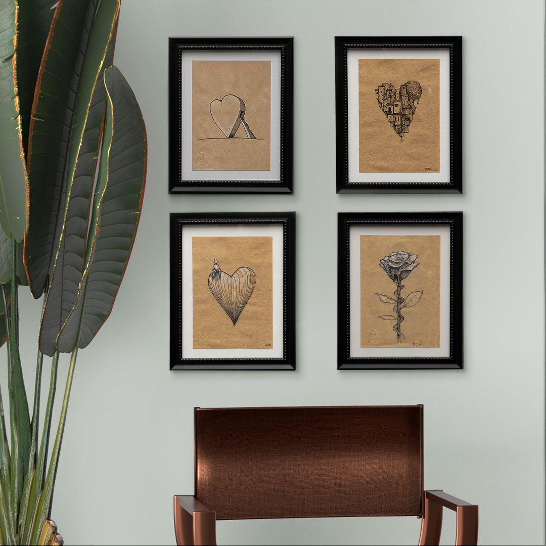 love letters collection (set of 4) - limited edition print in stylized black frame