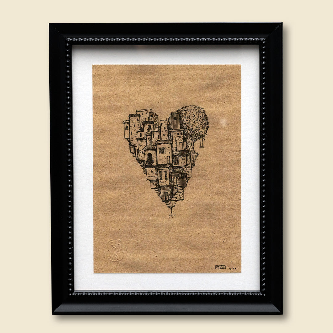 love letters - heart home in stylized black frame