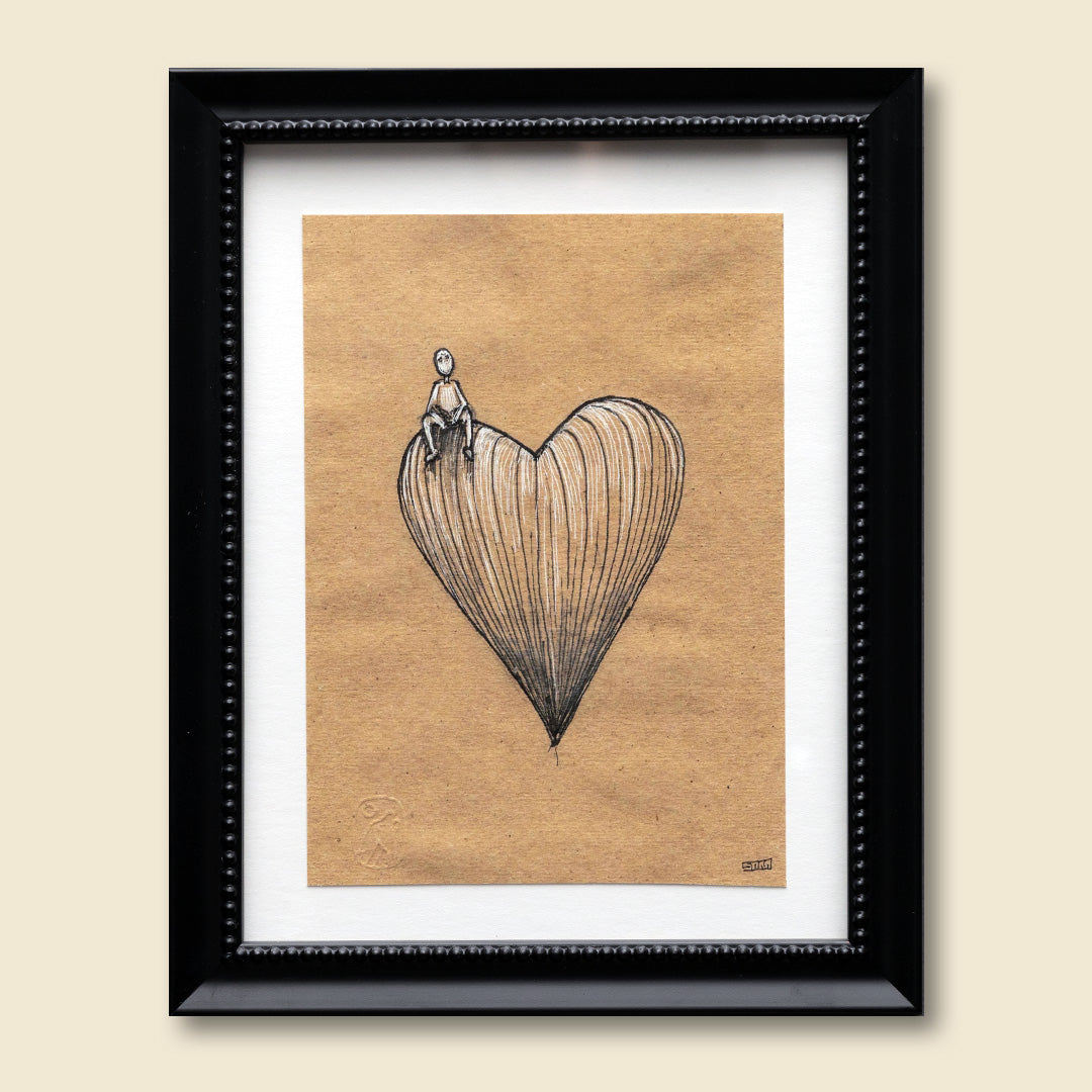 love letters - heart sitter in stylized black frame