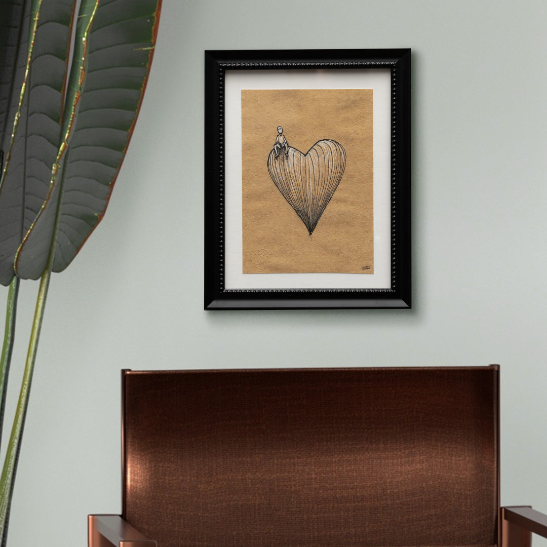 love letters - heart sitter in stylized black frame