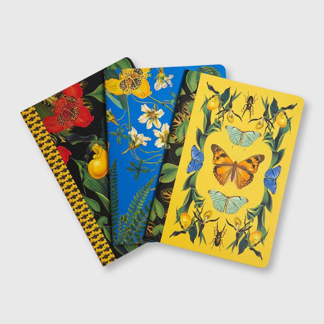 art of nature: botanical sewn notebook collection - set of 3