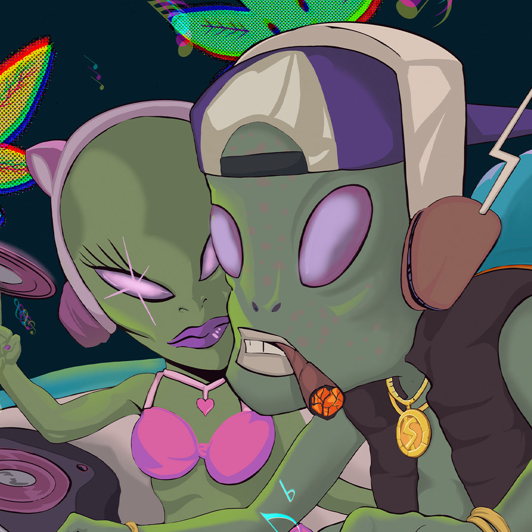 dj nebula and the galactic frequency hijack - lenticular print