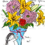colorful flowers - flowers for me - framed original artwork