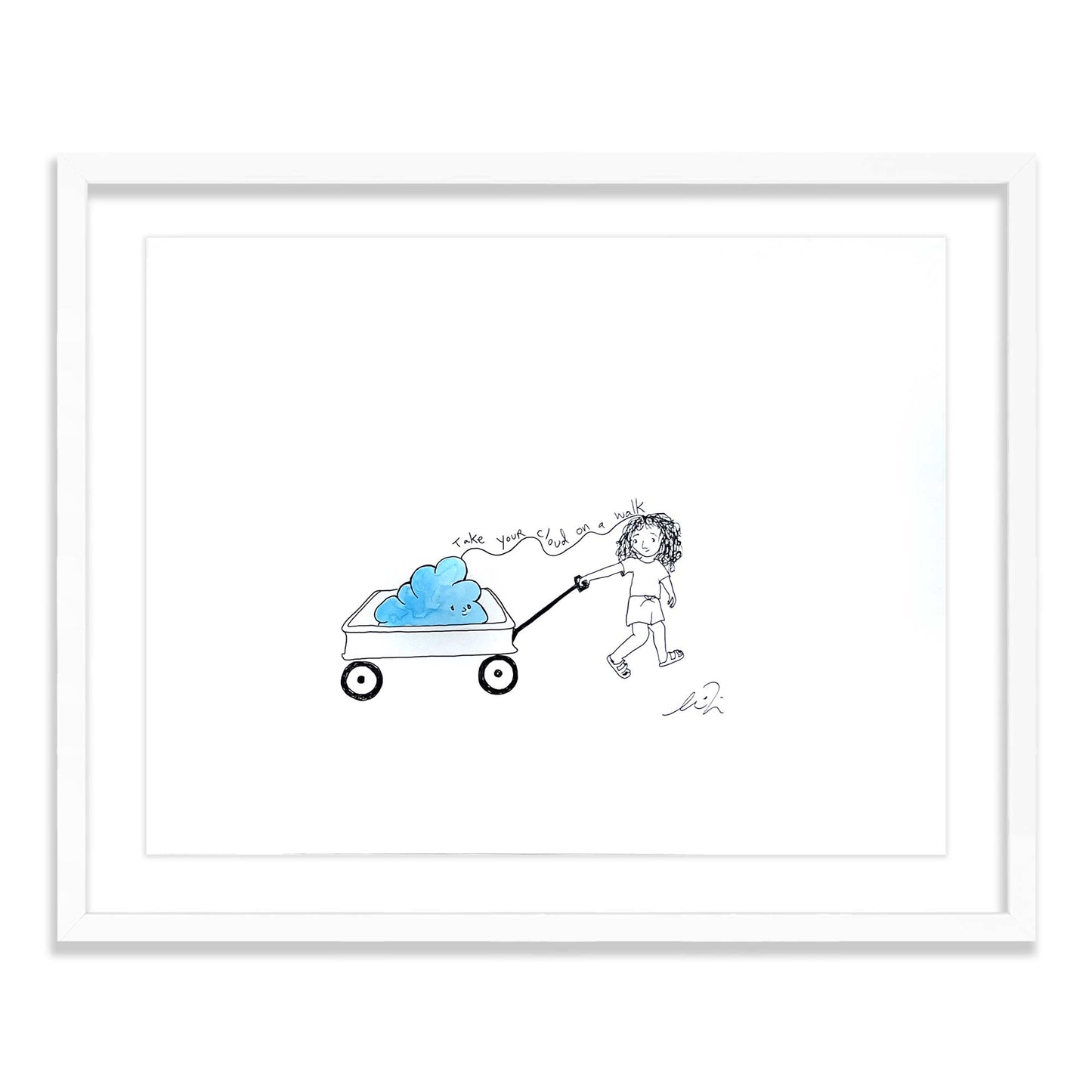 cloud needs a walk - framed original artwork