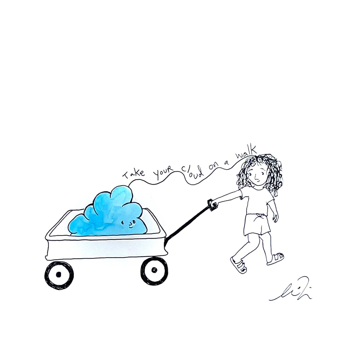 cloud needs a walk - framed original artwork