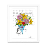 colorful flowers - flowers for me - framed original artwork