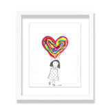 heart with yarn - framed original artwork